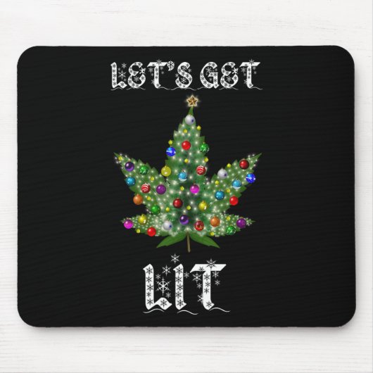 Kerstboom Wiet Blad Pot Thc Cadeau T-shirt Muismat (Voorkant)