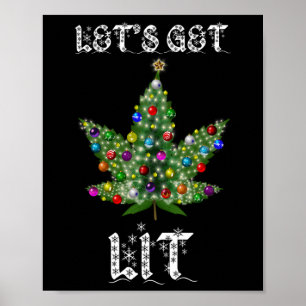 Kerstboom Wiet Blad Pot Thc Cadeau T-shirt  Poster