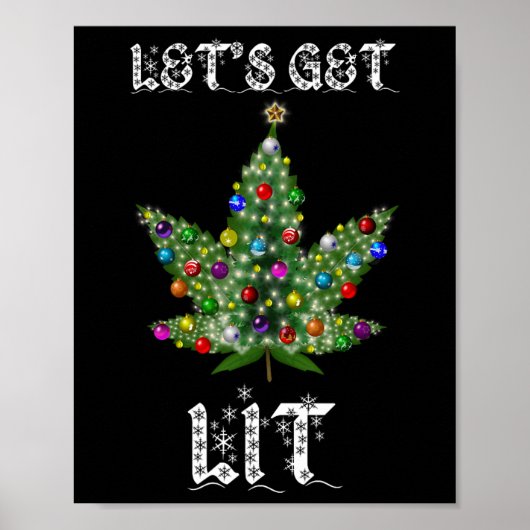 Kerstboom Wiet Blad Pot Thc Cadeau T-shirt Poster (Voorkant)