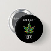 Kerstboom Wiet Blad Pot Thc Cadeau T-shirt Ronde Button 5,7 Cm (Voorkant /achterkant)