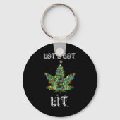 Kerstboom Wietblad Pot Thc Cadeau T-shirt  Sleutelhanger (Voorkant)