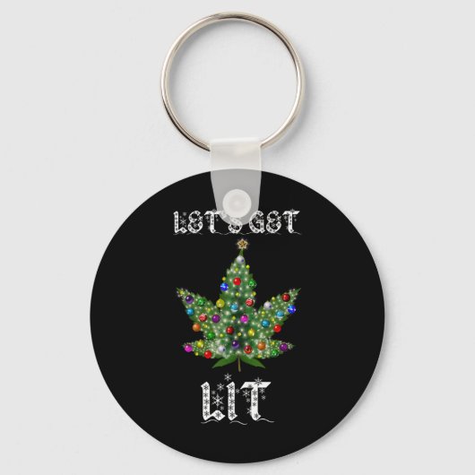 Kerstboom Wietblad Pot Thc Cadeau T-shirt Sleutelhanger (Voorkant)