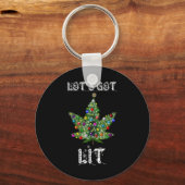Kerstboom Wietblad Pot Thc Cadeau T-shirt  Sleutelhanger (Voorkant)