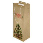 Kerstboom Wijn Cadeautas Vintage (Achterkant Gekanteld)