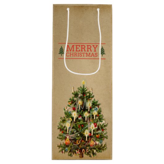 Kerstboom Wijn Cadeautas Vintage (Voorkant)
