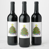 kerstboom wijn etiket (Flessen)