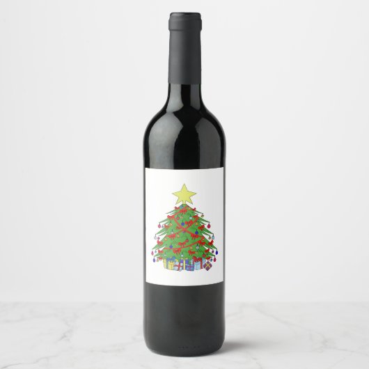 kerstboom wijn etiket (Voorkant)