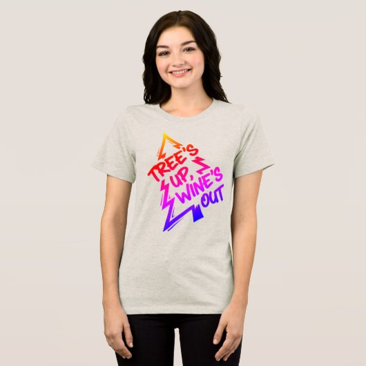 Kerstboom Wijnliefhebber Tri-Blend Shirt (Voorkant volledig)