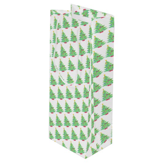 kerstboom Wine Gift Bag Wijn Cadeautas (Voorkant Gekanteld)