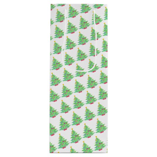 kerstboom Wine Gift Bag Wijn Cadeautas (Voorkant)