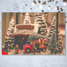 Kerstboom winkel rode vrachtwagen familie vintage