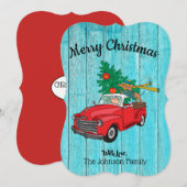 Kerstboom Winkelen Plat Kerstkaart met Dachshund (Voorkant / Achterkant)