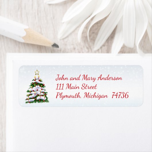 Kerstboom Winter Adreslabel Etiket (Insitu)