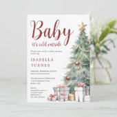 Kerstboom | Winter Baby shower Kaart (Staand voorkant)