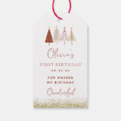 Kerstboom Winter Meisje 1e Verjaardag Bedankt Cadeaulabel (Achterkant)