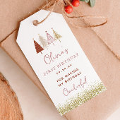 Kerstboom Winter Meisje 1ste verjaardag Dank je we Cadeaulabel