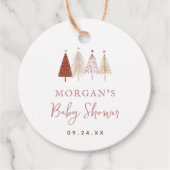 Kerstboom Winter Meisje Baby shower Bedankjes Labels (Voorkant)