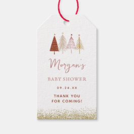 Kerstboom Winter Meisje Baby shower Cadeaulabel