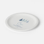 Kerstboom Winter Onederland Boy 1st Birthda Papieren Bordje (Gekanteld)