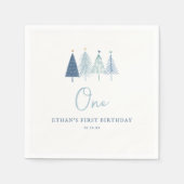 Kerstboom Winter Onederland Boy 1st Birthda Servet (Voorkant)