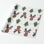 Kerstboom Winter Regen Hert Sinterklaas Hoed Sneeu Cadeaupapier (Uitgerold)