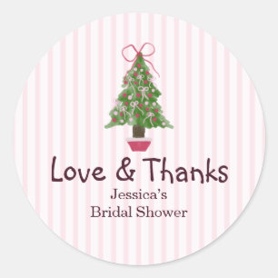 Kerstboom Winter Roze Cute Bruiloft Feest Ronde Sticker