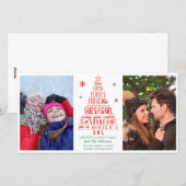 Kerstboom Winter Sneeuwvlokken Gedicht Familie Fot Feestdagenkaart (Voorkant / Achterkant)