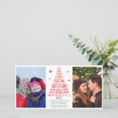Kerstboom Winter Sneeuwvlokken Gedicht Familie Fot Feestdagenkaart (Staand voorkant)