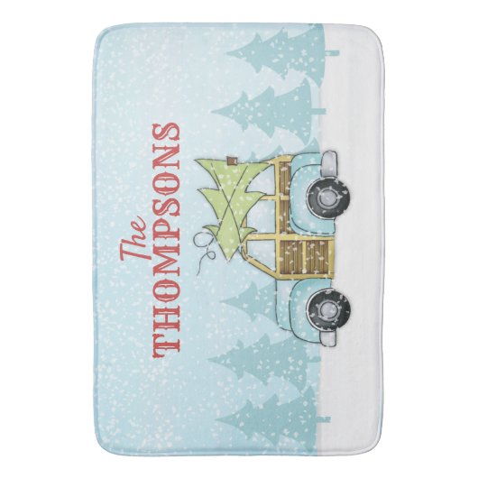 Kerstboom Winter Snowflake Car gepersonaliseerd Badmat (Voorkant Verticaal)