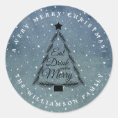 Kerstboom Winterblauw Envelopzegel Ronde Sticker (Voorkant)