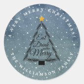 Kerstboom Winterblauw Envelopzegel Ronde Sticker (Voorkant)
