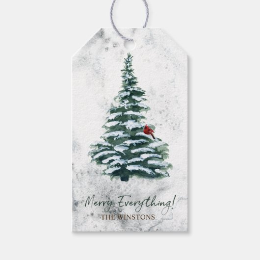 Kerstboom Winterland Kerstvakantie Cadeaulabel (Voorkant)