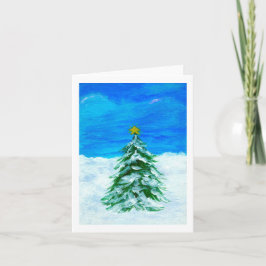 Kerstboom Winterlandschap Kunstsneeuw Feestdagen Kaart