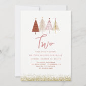 Kerstboom wintermeisje 2e verjaardag kaart (Voorkant)