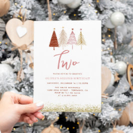 Kerstboom wintermeisje 2e verjaardag kaart