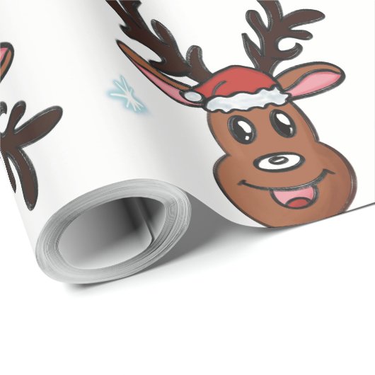 Kerstboom winterrendier Santa Hat Snowflake Cadeaupapier (Rol Hoek)