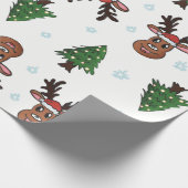 Kerstboom winterrendier Santa Hat Snowflake Cadeaupapier (Hoek)