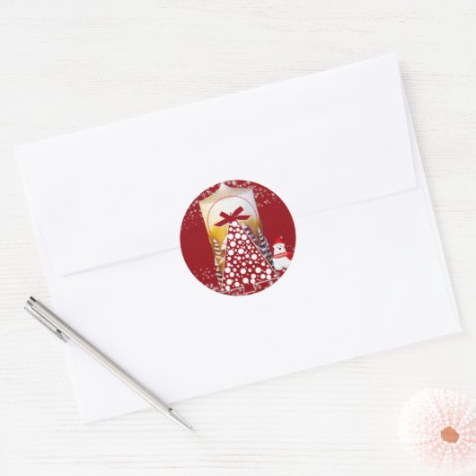 Kerstboom Wintersnowflakes Kind Ronde Sticker (Envelop)