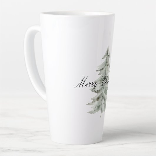 Kerstboom wit groen latte mok (Linkerhoek)