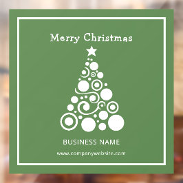 Kerstboom wit op groene ondergrond raamsticker