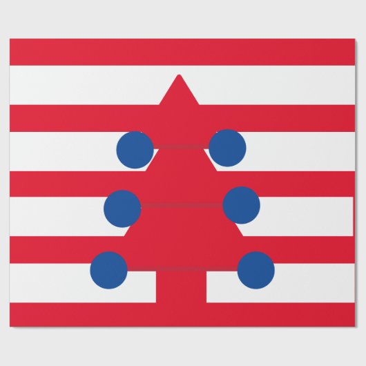 Kerstboom wit rood blauw cadeaupapier (Vlak)