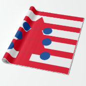 Kerstboom wit rood blauw cadeaupapier (Uitgerold)