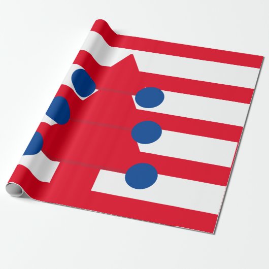 Kerstboom wit rood blauw cadeaupapier (Uitgerold)