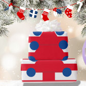 Kerstboom wit rood blauw cadeaupapier