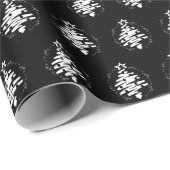 Kerstboom Wit Silhouet Modern Zwart Cadeaupapier (Rol Hoek)