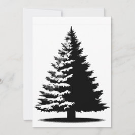 Kerstboom Wit & Zwart Elegant Vervuild Feestdagenkaart