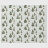 Kerstboom Witte Bloemen Sneeuw | Inpakpapier (Vlak)
