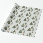 Kerstboom Witte Bloemen Sneeuw | Inpakpapier (Uitgerold)