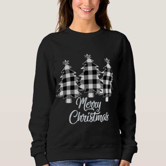 Kerstboom Witte Buffel Plaid Kerstmis Trui (Voorkant)