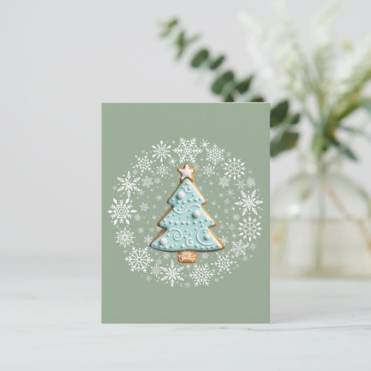 Kerstboom Witte Kerstmis, Gingerbread Cookie Briefkaart (Staand voorkant)